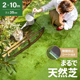 [今だけP10倍] 人工芝 2m×10m ロール 隙間防止シート付き 芝丈35mm U字ピン46本付 人工芝ロール 芝生マット 芝生 人工芝生 固定ピン 人工芝 ロールタイプ ベランダ 庭 テラス u字ピン バルコニー