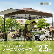 タープテント 2.5m オーニング オーニングタイプ シルバーコーティング ワンタッチタープテント 簡単 大…