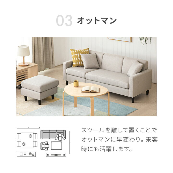 楽天市場】[P5倍／10時まで] ソファー 3人掛け ソファ カウチソファ 