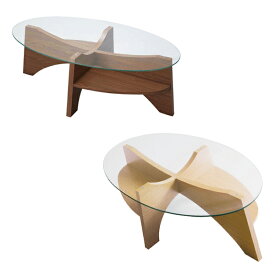 オーバルテーブル デザイン リビングテーブル 幅105cm ウォールナット リビング おしゃれ デザイン ローテーブル 楕円形 楕円 テーブル シンプル オシャレ リビングテーブル 机 ガラス