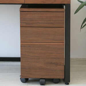 34 デスクチェスト デスクワゴン キャスター付き ワゴン サイドワゴン ウォールナット ブラウン 木製 幅34cm 奥行き40cm 高さ62.5cm シンプル/モダン/レトロ/ミッドセンチュリー/北欧/カフェ風 ス