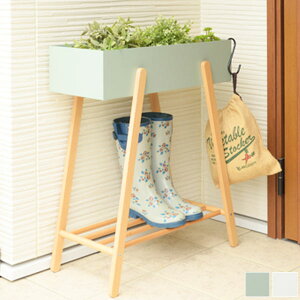 プランタースタンド ホワイト/グリーン プランター置き 屋内 屋外 木製 ビーチ材 おしゃれ ガーデニング ガーデンラック 花台 フラワースタンド レトロ/モダン/シンプル/北欧/ナチュラル/カ