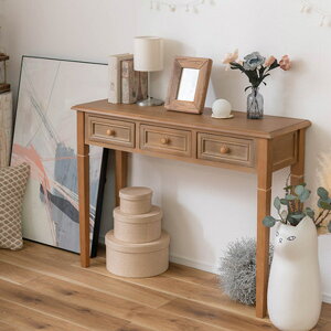 コンソールデスク デスク ブラウン/ホワイト 幅100cm 引出付き 軽量 ライティングデスク パソコンデスク PC台 PCデスク インテリア アンティーク かわいい おしゃれ シンプル 北欧 レトロ アン