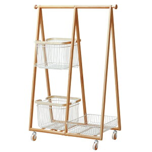 ハンガーラック キャスター付き ホワイト/グレー コートハンガー ポールハンガー 幅66cm 奥行41.5cm 高さ140.5cm 北欧/ナチュラル/カフェ風/フレンチ/カントリー/韓国風 玄関/リビング/寝室 棚付