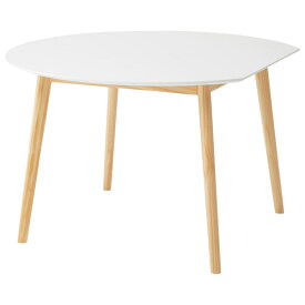 ラウンドテーブル 変形 ホワイト/ナチュラル テーブル ダイニングテーブル リビングダイニング 食卓 机 おしゃれ シンプル 幅120cm 奥行109cm 高さ72cm ベーシック 北欧 丸テーブル 円形テーブル 食卓テーブル 壁寄せ可能