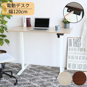 電動昇降デスク 幅120cm ブラウンブラック/ナチュラルホワイト 電動 昇降 デスク 在宅 在宅ワーク 昇降式 昇降テーブル 昇降式デスク 高さ調整 電動 パソコンデスク スタンディング デスク リ