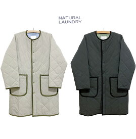 30% OFF SALE【Ladies】セールNatural Laundryナチュラルランドリータフタ ノーカラーミドルコートサイズ：2