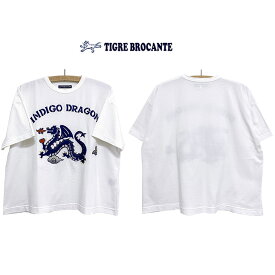 TIGRE BROCANTE ティグルブロカンテIndigo DRAGONベニスビーチ半袖Tシャツカラー：ホワイト本品はポイント＋2倍です！