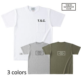 TOKYO SANDWICH CLUB[東京サンドウィッチクラブ]- T.S.C-ARM P.K.T - アートロゴプリント半袖ポケットTシャツ
