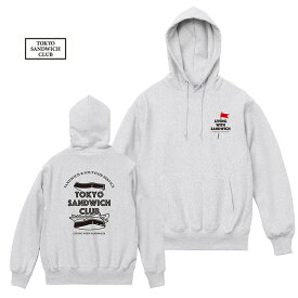 本品はポイント＋2倍です！TOKYO SANDWICH CLUB[東京サンドウィッチクラブ] - T.S.C-FLY-H.D.P - アートロゴプリント長袖スウェットパーカーCOLOUR:ASH GRAY