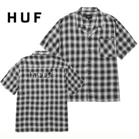 HUF(ハフ) OMBRE WORK SHIRT オンブレチェック半袖オープンカラーシャツCOLOUR:BLACK【日本代理店正規品】本品はポイント＋4倍です！