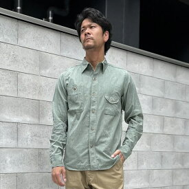 JELADO（ジェラード）Smoker Shirt【JP01109】撚り杢シャンブレーワークシャツColour:Flake Green【正規取扱品】本品はポイント＋4倍です！