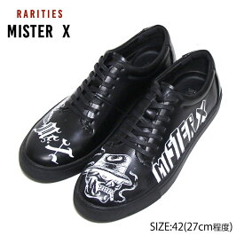 MISTER X [ミスターエックス]- PRISONER SHOES HAND PAINT - ハンドペイントPUレザーレースアップスニーカーSIZE:42（27cm程度）本品はポイント＋9倍です！