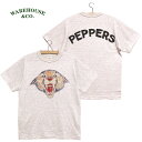 本品はポイント＋1倍です！WAREHOUSE & CO.（ウェアハウス）Lot 4601 PEPPERS (Special Order)別注ローゲージ編バックロゴフロッキープリント半袖Tシャツ【正規取扱品】カラー:オートミール