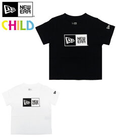 NEW ERA ニューエラ キッズ Kid's Child コットン Tシャツ ボックスロゴ ブラック ホワイト 12491824 12491823 刺繍 NEWERA