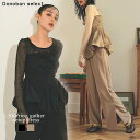 【セール 28600円→20020円】レディース ワンピース ドレス shirring gather setup dress ANDRESD アンドレスド ビスチェ パンツドレス シャーリング ギャザー 長袖 セットアップ セレモニー オケージョン パーティー フォーマル 結婚式 二次会 ドノバン