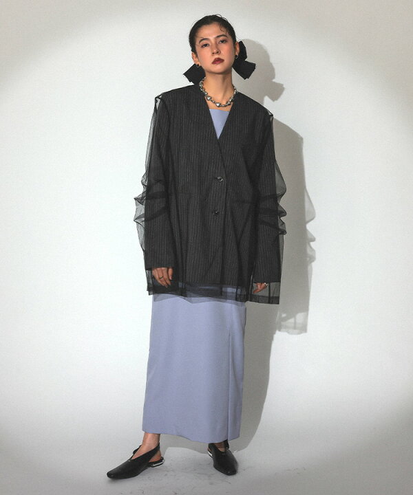 楽天市場】レディース ジャケット トップス ドレス stripe layered 