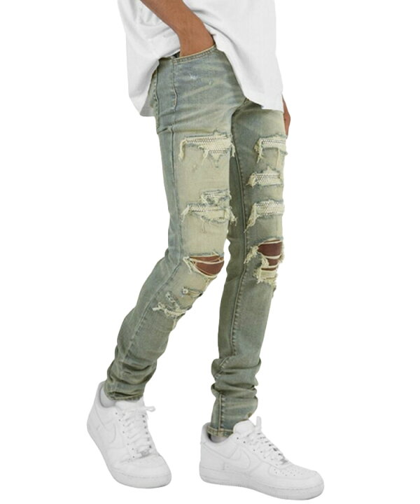 楽天市場】mnml ミニマル メンズ パンツ X201 RHINESTONE SKINNY DENIM 