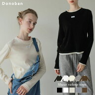 5346円！10%OFFクーポンご利用で■シアー ベロア トップス レディース 透け感 レイヤード 重ね着風 甘め …