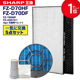 【最短当日発送】【限定特別価格】加湿空気清浄機用 FZ-D70HF 脱臭フィルター FZ-D70DF FZ-F70DF 集じんフィルター HEPA FZ-F70DF 交換用 非純正 FZ-Y80MF 加湿フィルター(枠付き2802140115) 互換 FZY80MF FZ-AG01k1 イオンカートリッジ Ag+銀イオンペレット 5点セット　★