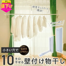 【限定特別価格】【取付跡が目立ちにくい】おしゃれ 室内 壁付け 物干し 物干し竿 小さい穴 最大15kg 部屋干し 室内物干し 洗濯 部屋干し 折りたたみ インテリア コンパクト 賃貸 屋内 おすすめ 物干竿 ハンガーラック カーテンレール 雨 花粉 お洒落 ホワイト 白