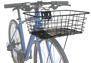 キャプテンスタッグ(CAPTAIN STAG) 前カゴ フロントバスケット ワイヤーバスケット 前用 角型 浅型 ブラック Y-5256