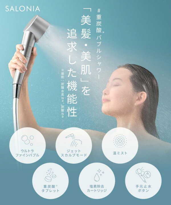 楽天市場】SALONIA サロニア シャワーヘッド ファインバブルクリア 