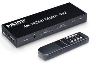 ELEVIEW HDMI �ؑ֊� ���z�� �}�g���b�N�X 4���� 2�o�� 4K HDCP1.4 ���������@�\ (���f�W�^���E3.5mm�X�e���I�����o��) PS4�ENintendo Switch�E�u���[���C���R�[�_�[�ȂǑΉ� �蓮�؂�ւ� �����R���t�� EH