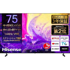 nCZX 75V^ 4K Mini LED ʎqhbg {pl lbgΉ X}[g _u^ `[i[ AlexaΉ Q[[h AirPlay2 t er 75E7N PRO 2024Nf
