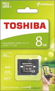 TOSHIBA microSDHC�J�[�h 8GB Class10 UHS-I�Ή� (�ő�]�����x40MB/s) MSDAR40N08G
