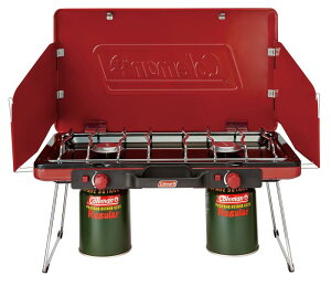 Coleman(コールマン) バーナー パワーハウスLPツーバーナーストーブ2 レッド 2000021950 キャンプ アウトドア BBQ 防災 自動点火装置付き 2口コンロ ハイパワー 軽量薄型コンパクト