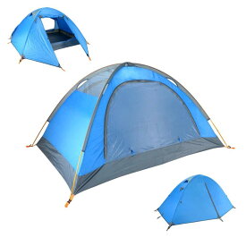 TRIWONDER 二重層 テント 1 2 3人用 アウトドア 防災用 キャンプ用品 3シーズン 登山テント 撥水加工 軽量 設営簡単 4色選択可能 (ブルー - 1人用)