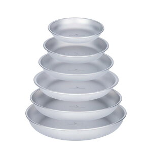 Boundless Voyage チタンプレート キャンプ皿 食器 割れない 錆びない 軽量 アウトドア 登山 BBQ バーベキュー ピクニック 自宅用 テーブルウエア お皿 メッシュ収納バッグ付き (6枚セット(6サイズ