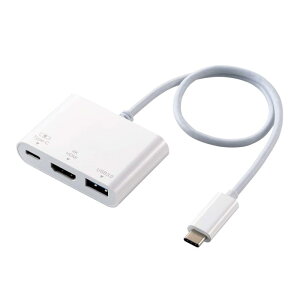 �G���R�� Type-C�h�b�L���O�X�e�[�V���� PD�Ή� �[�d�f�[�^�]�� Type-C×1 USB3.1(Gen1)×1 HDMI×1 �P�[�u����30cm �z���C�g DST-C13WH