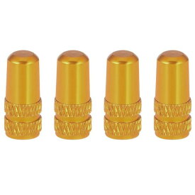 自転車 仏式 バルブキャップ 4個セット アルミ合金製 タイヤ バルブ キャップ アルミバルブキャップ フレンチバルブ ロードバイク ドレスアップ 仏式バルブ用 (ゴールド)