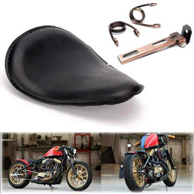 Karun ザーオートバイカスタムソロスプリングブラケットシートハードボトム ート ハーレー ホンダ ヤマハ カワサキ スズキ チョッパー ボバー カスタムなどに適用 (ブラックシート ブロンズ
