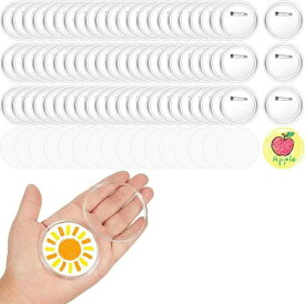 siawadeky 透明 ボタンバッジ 50個入 丸型 58mm アクリルバッジ DIYバッジ部品 手作り缶バッジ 安全ピン付きバッジ バッジ作成用品 耐久性 ハンドメイド キット 最高プレゼント 写真入れ アニメ