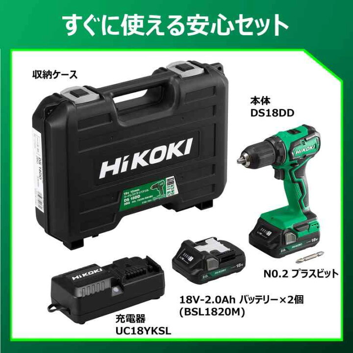 楽天市場】HiKOKI(ハイコーキ) 18V 充電式 ドリルドライバー DS18DD 