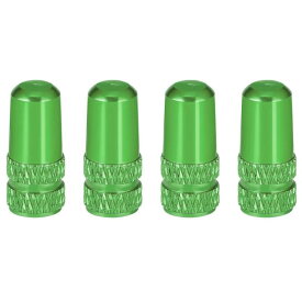 自転車 仏式 バルブキャップ 4個セット アルミ合金製 タイヤ バルブ キャップ アルミバルブキャップ フレンチバルブ ロードバイク ドレスアップ 仏式バルブ用 (グリーン)