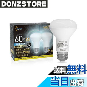 �y���������zORALUCE LED�d�� E26���� ���t�����v�` �����F 60�`���� 6.5W 680lm 5000K 120�x������ ���t�d���^�C�v �����s�� PSE�F�� ���^���Ή� 2�� LDR6N-H-E26