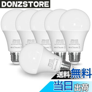 �y���������zORALUCE LED�d�� E26���� 60W�`���� 9W 900lm 6500K �����F ���P�x �L�z���^�C�v �����F �ȃG�l ���`���Ή� �����s�� 6��