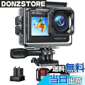 �y���������zWOLFANG GA200 �A�N�V�����J���� �y�}�C�N�t���z4K 24MP �h��40M �f���A���X�N���[���J���� EIS��U��␳ WiFi�����\�ȍL�p Vlog�J���� (�[�d��A2�̃o�b�e���[�A�����R���ƃA�N�Z