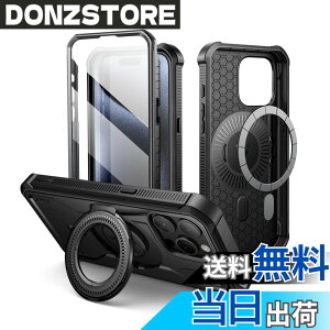 �y���������zDexnor iPhone 15 Pro Max�p MagSafe�Ή��P�[�X [��ʕی�t�B�����������X�^���h�@�\] �R�p�K�i �ϏՌ� �����ی�J�o�[(�u���b�N)