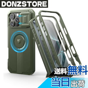�y���������zDexnor iPhone 16 Pro Max�p �}�O�l�b�g�P�[�X - �X���C�h���J�����J�o�[/�����\�L�b�N�X�^���h���� ������ʕی�t�B�����t�� �ϏՌ� ���݌v(�O���[��)