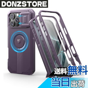 �y���������zDexnor iPhone 16 Pro Max�p �}�O�l�b�g�P�[�X - �X���C�h���J�����J�o�[/�����\�L�b�N�X�^���h���� ������ʕی�t�B�����t�� �ϏՌ� ���݌v(�p�[�v��)