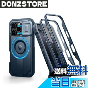 �y���������zDexnor iPhone 16 Pro�p �}�O�l�b�g�P�[�X - �X���C�h���J�����J�o�[&�����\�L�b�N�X�^���h&������ʕی�t�B�����t�� �ϏՌ� �w�r�[�f���[�e�B �P�[�X(�u���[)