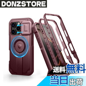 �y���������zDexnor iPhone 16 Pro�p �}�O�l�b�g�P�[�X - �X���C�h���J�����J�o�[&�����\�L�b�N�X�^���h&������ʕی�t�B�����t�� �ϏՌ� �w�r�[�f���[�e�B �P�[�X(���b�h)