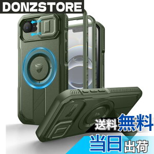 �y���������zDexnor iPhone 17E / 16E �p �}�O�l�b�g�P�[�X - �X���C�h���J�����J�o�[�������\�L�b�N�X�^���h��������ʕی�t�B�����t�� �ϏՌ� �w�r�[�f���[�e�B �P�[�X(�O���[��)