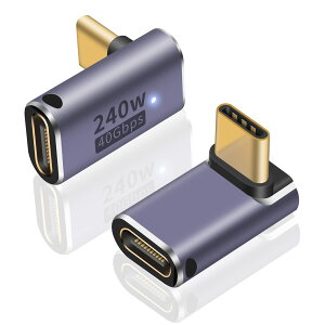 �y���������zPoyiccot USB Type C L�� �A�_�v�^ 240W�AL�� USB C �ϊ��A�_�v�^�y40Gbps �����f�[�^�]��/8K@60Hz�f���o�́zUSB C �����A�_�v�^ USB 4.0 �^�C�vC �A�_�v�^Thunderbolt 4�Ή� MacBook Pro/MacBook Air, 2��