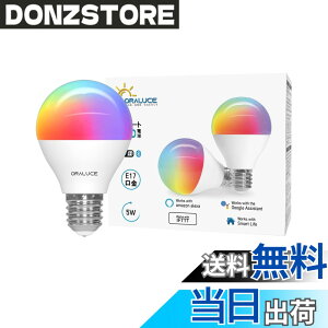�y���������zORALUCE �X�}�[�g LED�d�� E17���� 40W���� �������F �X�}�[�g���C�g �}���`�J���[ 1600���FRGB �����F-�d���F Alexa/Google Home�Ή� �n�u�s�v ���u���� �戵�������t 2�� LDA5F-E17/2P